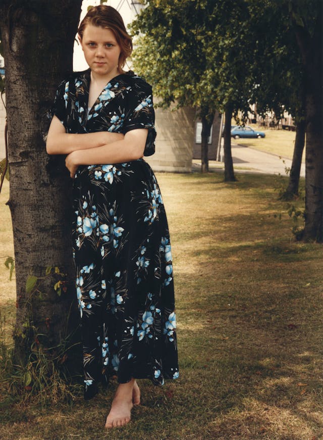 Donna chose to be a hippie. When I asked her to stand against the tree she was worried that she didn’t have the right shoes and I said ‘Not to worry, hippies didn’t wear shoes anyway’. Entering the Masquerade 1992.